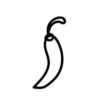 Vector one chili pepper with a black line.Simple food and cooking Stock Illustration