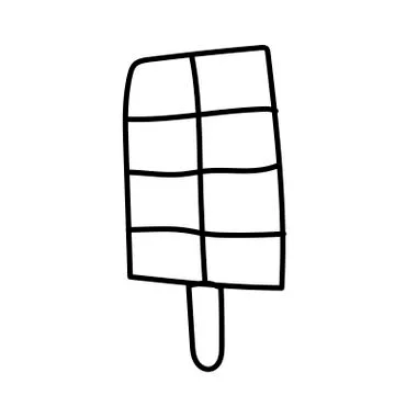 Vector one ice cream. Summer illustration of dessert doodle black line. Stock Illustration