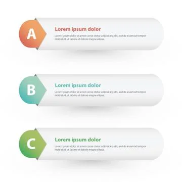 Vector One Two Three steps; progress banners with colorful tags. Stock Illustration