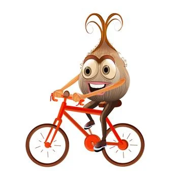 Vector Onion Cartoon on bicycle Stock Illustration
