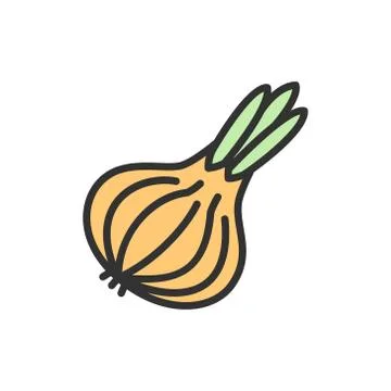 Vector onion, vegetable flat color line icon. Stock Illustration