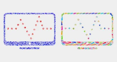 Vector Online Dotted Chart Mosaic Icon of Triangle Elements 스톡 일러스트