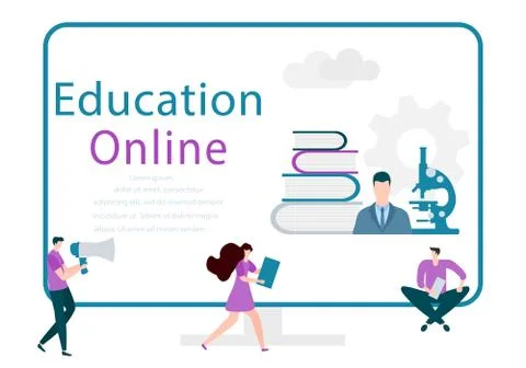 Vector Online education, distance studying people Stock Illustration