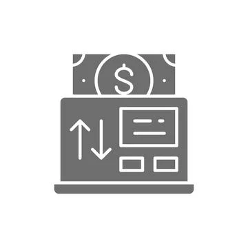 Vector online payment, mobile banking grey icon. Stock Illustration