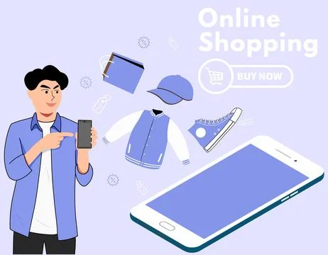 Vector online shopping mobile app templates concept flat design illustration Stock Illustration