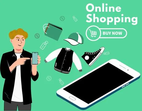 Vector online shopping mobile app templates concept flat design illustration Stock Illustration
