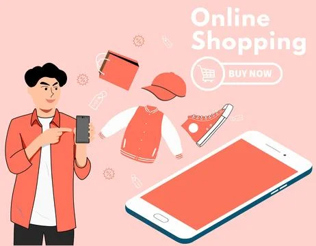 Vector online shopping mobile app templates concept flat design illustration Stock Illustration