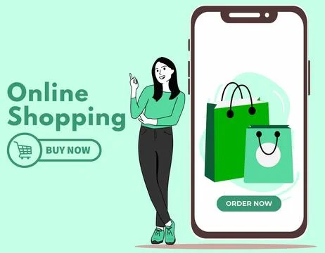Vector online shopping mobile app templates concept flat design illustration Stock Illustration