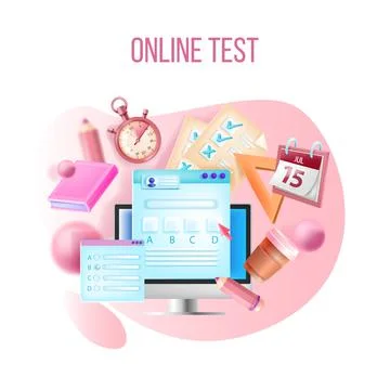 Vector online test, internet course exam, web education e-learning concept Stock Illustration