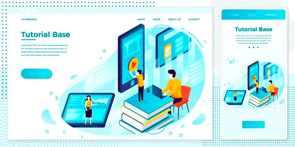 Vector online tutorial school, learning process Stock Illustration