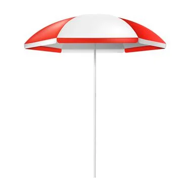 Vector open beach colorful red and white umbrella Stock Illustration