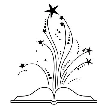 Vector of Open Book with Exploding Stars イラスト素材