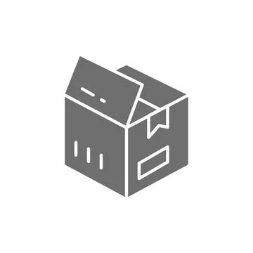 Vector open box, parcel delivery grey icon. Ilustração Stock