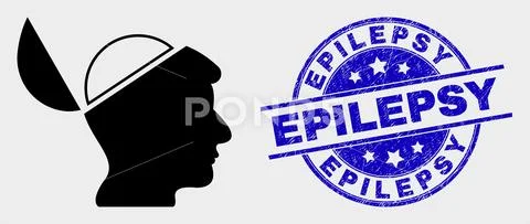 Vector Open Mind Icon and Grunge Epilepsy Stamp Seal Stock Illustration
