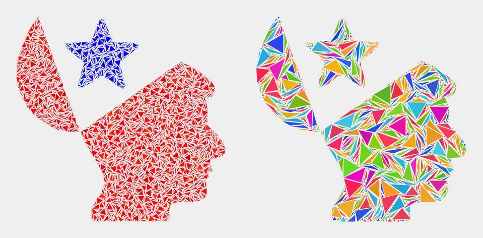 Vector Open Mind Star Mosaic Icon of Triangle Elements 스톡 일러스트