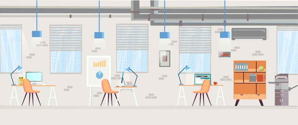 Vector of an open space empty office interior Stock Illustration