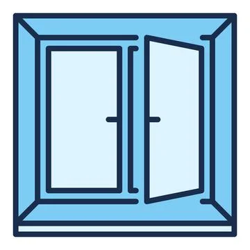 Vector Open Window blue icon or design element Ilustración de archivo