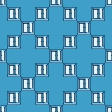 Vector Open Window blue seamless pattern Ilustración de archivo