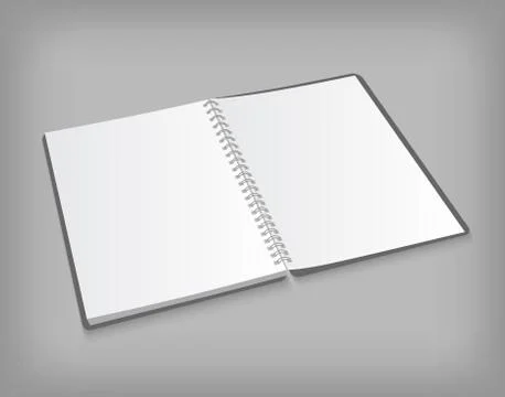 Vector opened blank notebook on gray background Stock Illustration