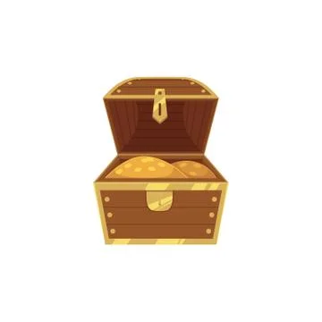 Vector opened treasure chest full of golden coins Stock Illustration