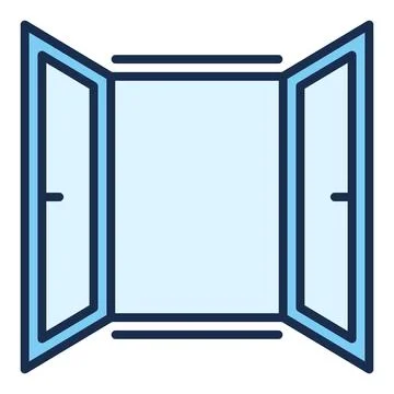 Vector Opened Window simple colored icon or symbol Ilustración de archivo