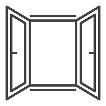 Vector Opened Window simple icon or sign in thin line style Ilustración de archivo