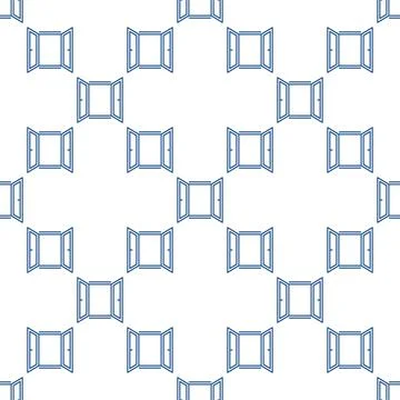 Vector Opened Window simple seamless pattern in thin line style Stock Illustration