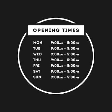 Vector Opening Times Circle Design Illustrazione stock