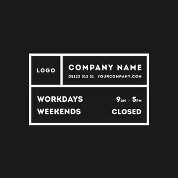 Vector Opening Times Horizontal Rectangle Design Stock Illustration