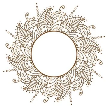 Vector openwork cloth brown. Round frame. Brown Pattern Vector f Stock Illustration