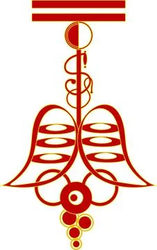 Vector openwork pattern of red and yellow elements. Stock Illustration