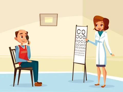 Vector ophtalmogogist eyesight testing concept Stock Illustration