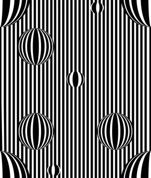 Vector - optical art, optical illusion pattern, black and white background Illustrazione stock