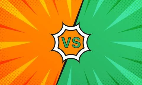 Vector orange and green comic style background featuring a standoff Stock Illustration