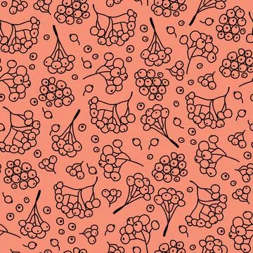 Vector orange ash berries texture background seamless pattern print Stock Illustration