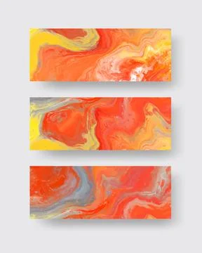 Vector orange banner set. Hand drawn abstract paint brush stroke. Stock Illustration