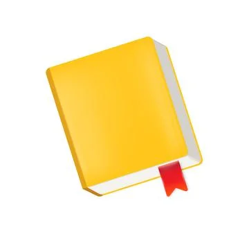 Vector orange book with red bookmark isolated on white background. Orange book Stock Illustration