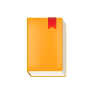 Vector orange book with red bookmark isolated on white background. Orange book Stock Illustration