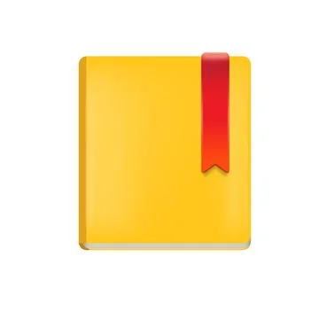 Vector orange book with red bookmark isolated on white background. Orange book Stock Illustration