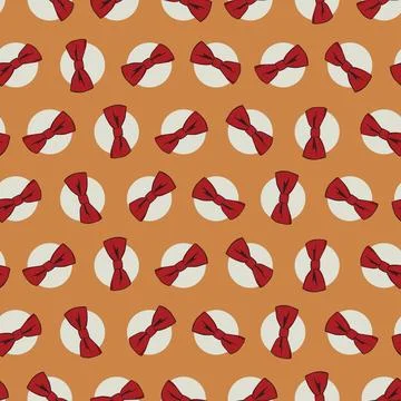 Vector orange bow ties polka dot seamless repeat pattern. Suitable for gift w Stock Illustration