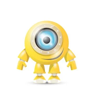 Vector orange cartoon robot isolated on white Illustrazione stock