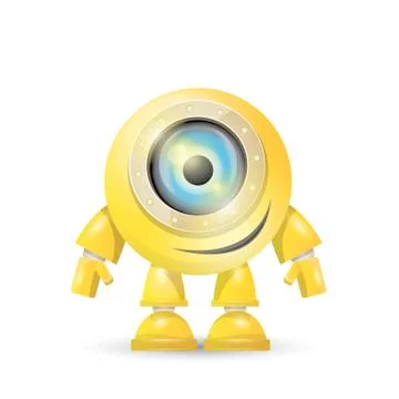 Vector orange cartoon robot isolated on white Stock Illustration