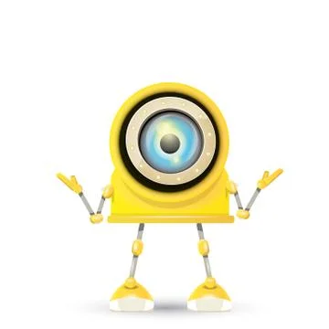 Vector orange cartoon robot isolated on white Illustrazione stock