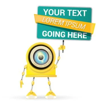 Vector orange cartoon robot isolated on white Illustrazione stock