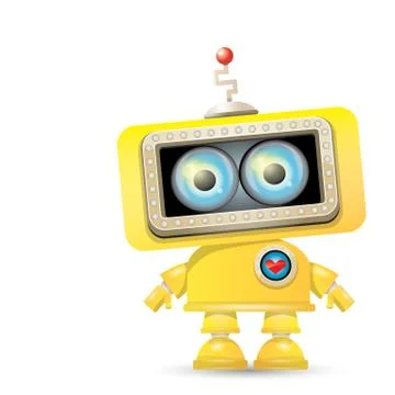 Vector orange cartoon robot isolated on white Illustrazione stock