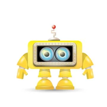 Vector orange cartoon robot isolated on white Illustrazione stock