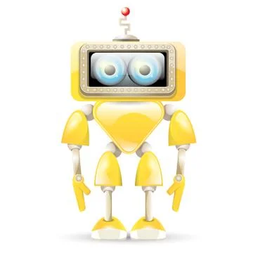 Vector orange cartoon robot isolated on white Illustrazione stock