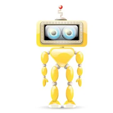 Vector orange cartoon robot isolated on white Illustrazione stock