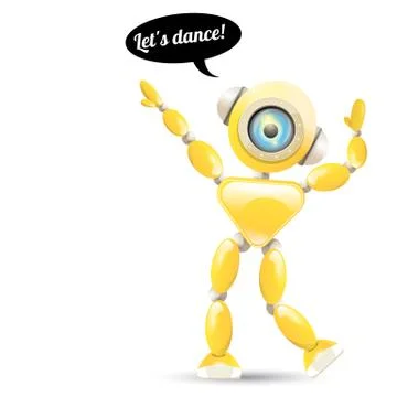 Vector orange cartoon robot isolated on white Illustrazione stock