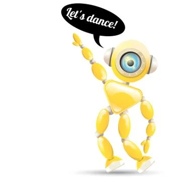 Vector orange cartoon robot isolated on white 스톡 일러스트